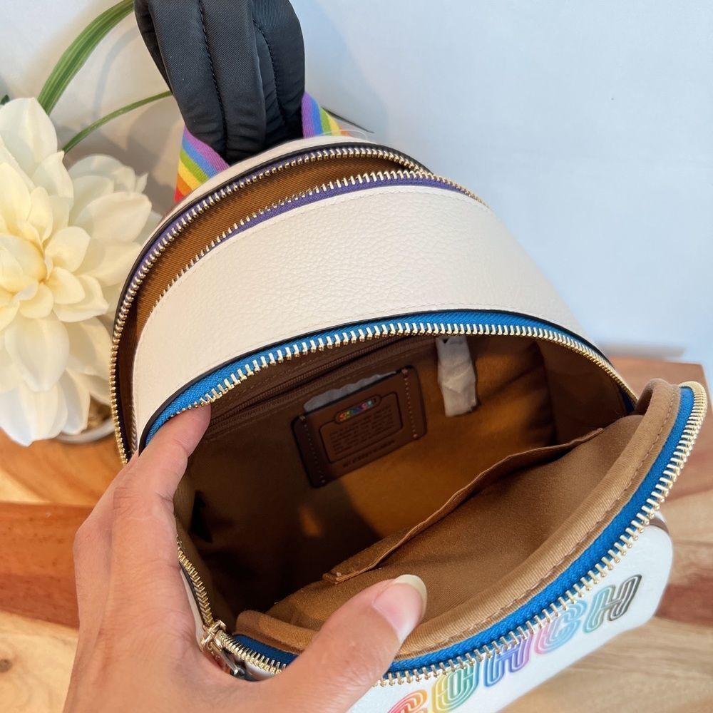 NWT Coach Mini‎ Court Backpack With Rainbow Coach - Picture 6 of 7